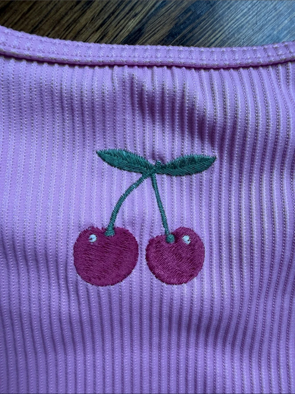 abercrombie kids Pink Ribbed One-Piece Swimsuit with Cherry Motif